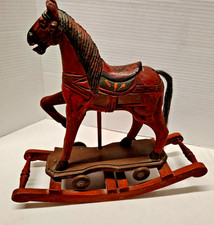 Handcarved VTG Old Wooden Rocking Horse Toy Platform Rocker Read FULL Details