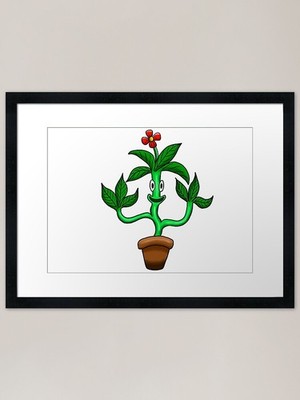 Cute Smiling Plant Cartoon Characte Framed Wall Art Poster Canvas Print Picture