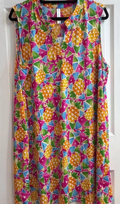 New Dear Scarlett Womens Lizzy Sleeveless Tunic Tropical Tank Dress Size 2XL