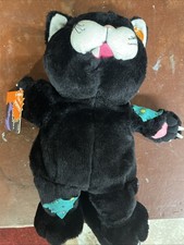 VTG Gibson Fraidy Cat Plush Hand Puppet Halloween 1995 Scaredy Black Kitty 12  