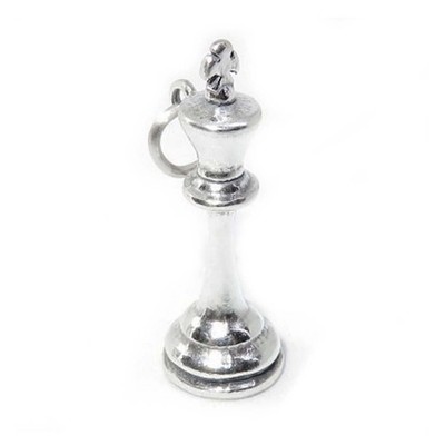 King Chess Game Piece 3D 925 Sterling Silver Charm Pendant MADE IN USA