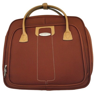 SAMSONITE burnt orange tweed footed briefcase laptop bag carry on leather strap