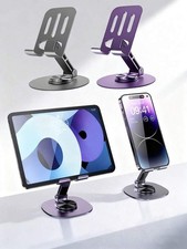 Foldable Aluminum Alloy Metal Desk Phone Stand, 360  Rotatable Adjustable, Pocke