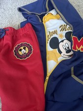 Disney Baby Mickey Mouse Baby Outfit Set Sleeveless Hooded Vest T Shirt N Pants