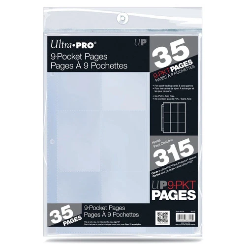 Ultra Pro - 9 Pocket Card Page, 35 Pages of Sleeves for Trading Clear  FREE SHIP
