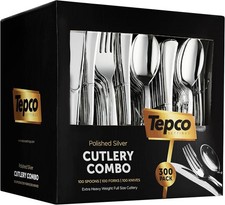 300 Pcs Silver Plastic Forks and Spoons, Heavy Duty Plastic Flatware, Disposa...