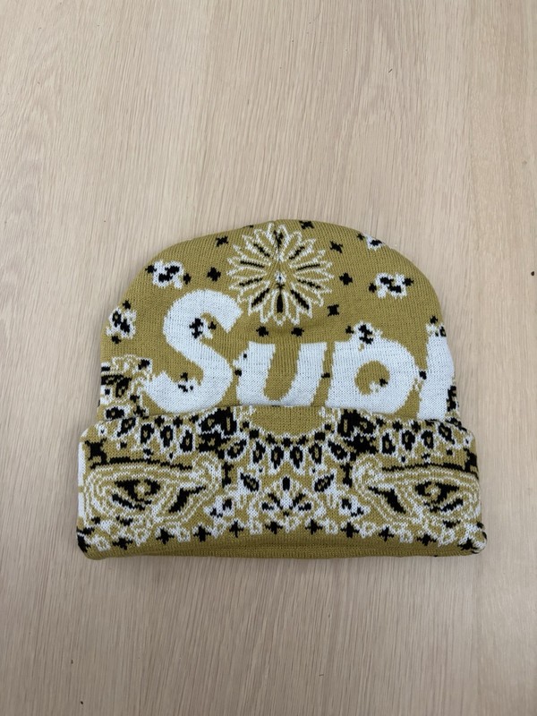 New Era Supreme x FW19 Yellow Bandana Box Logo Beanie