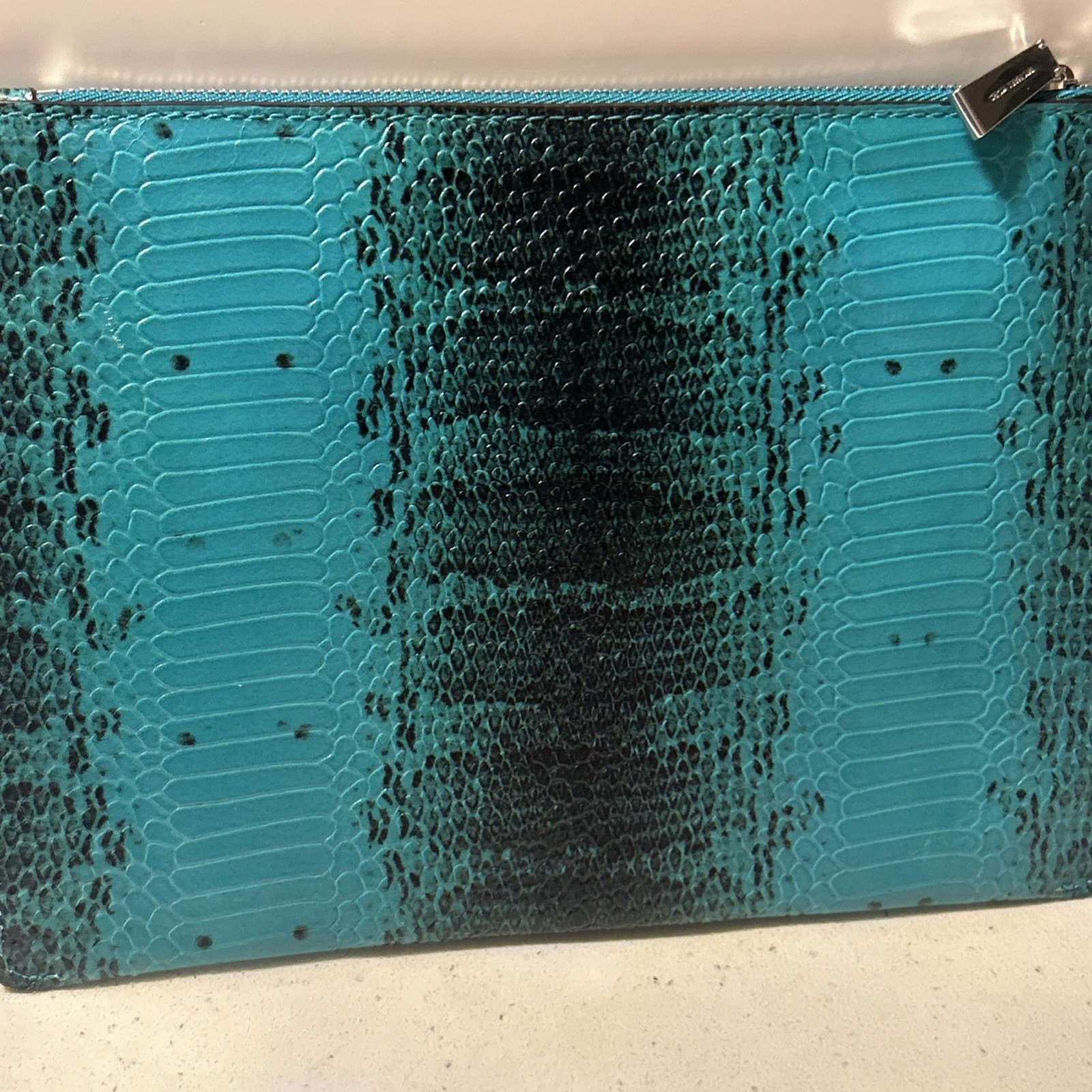 Michael Kors Tile Blue Python Snake Medium Pouch … - image 5