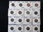 16 Circulated Lincoln Wheat Cents 1917 to 1950