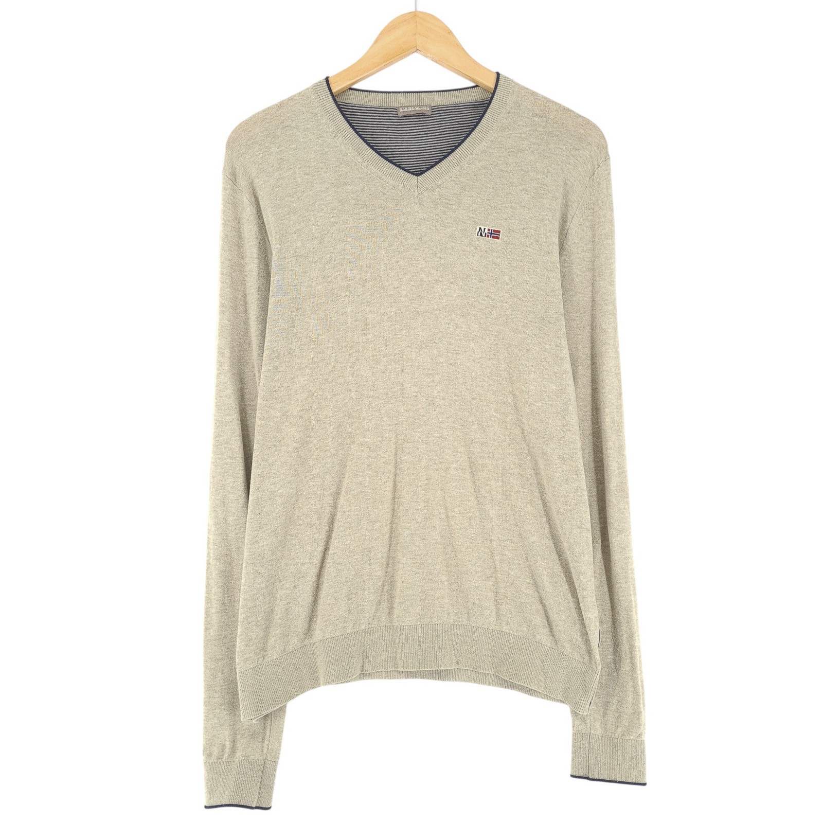 Suéter Napapijri Para Hombre Beige De Algodón Talla L