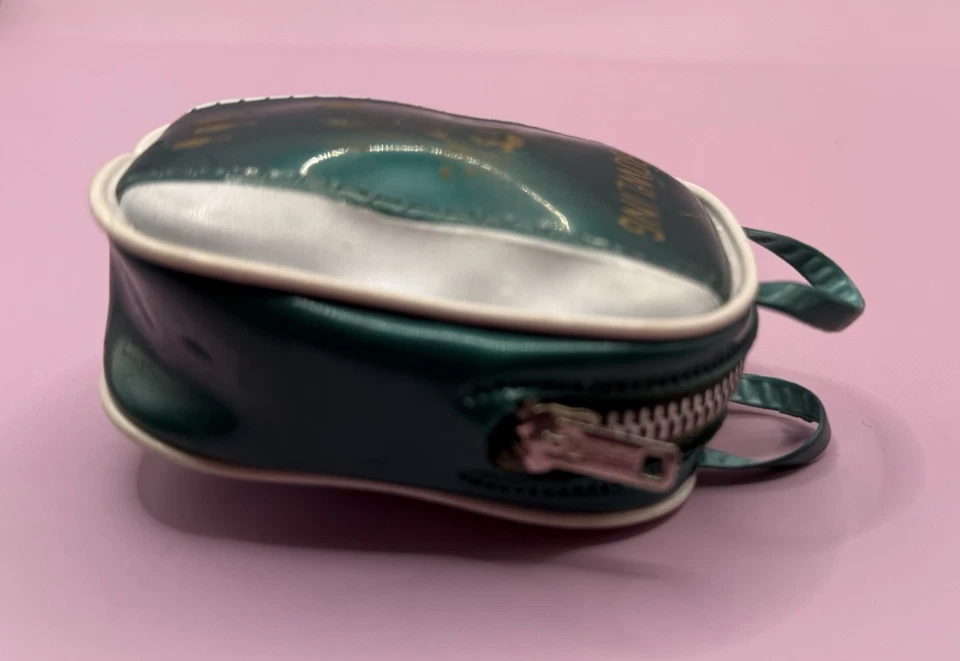 Vintage Mini Bowling Bag Small Coin Purse Vinyl Green White W/Ball - Image 4 of 4