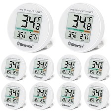 Geevon Small Digital Refrigerator Thermometer 10 Pack, IP65 Waterproof Commer...