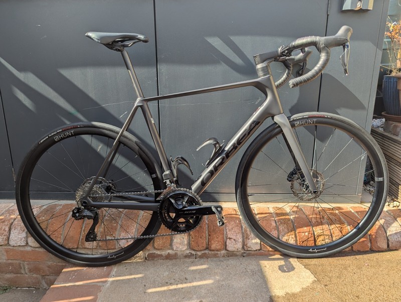 Orbea Orca M30i 55cm (Large) Carbon Di2 Road Bike Black, upgraded Hunt wheels