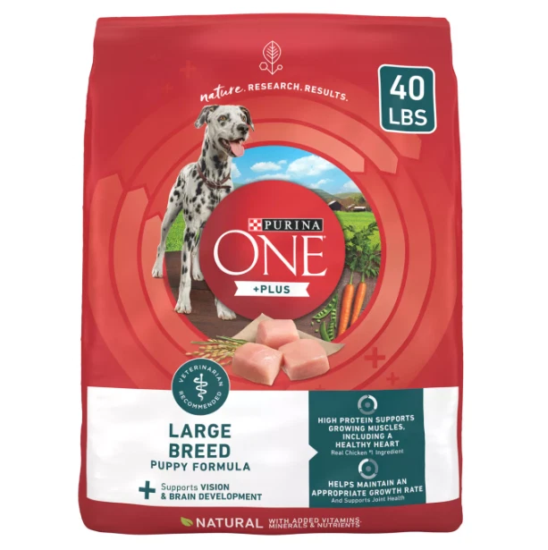 Purina ONE +Plus Large Breed Puppy Dog Dry Food - Chicken, High-Protein 40 Lb