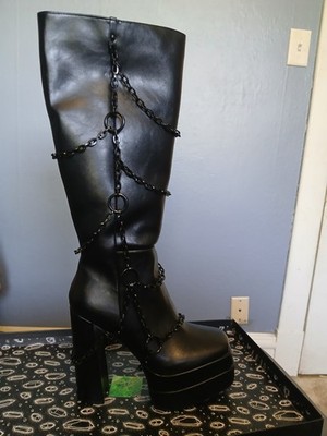  Killstar Goth Punk Gothic High Heel Knee boots. NIB Women's 10. 