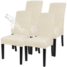 SearchI Waterproof Dining Room Chair Covers Set of 4, Stretch Jacquard Parson...