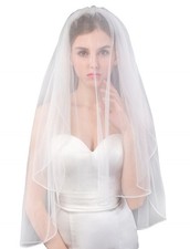 EllieHouse Women's Short 2 Tier Wedding Bridal Veil With Comb L24 2T