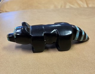Yazzie Navajo Jet Raccoon Fetish Carving Figurine No Reserve!
