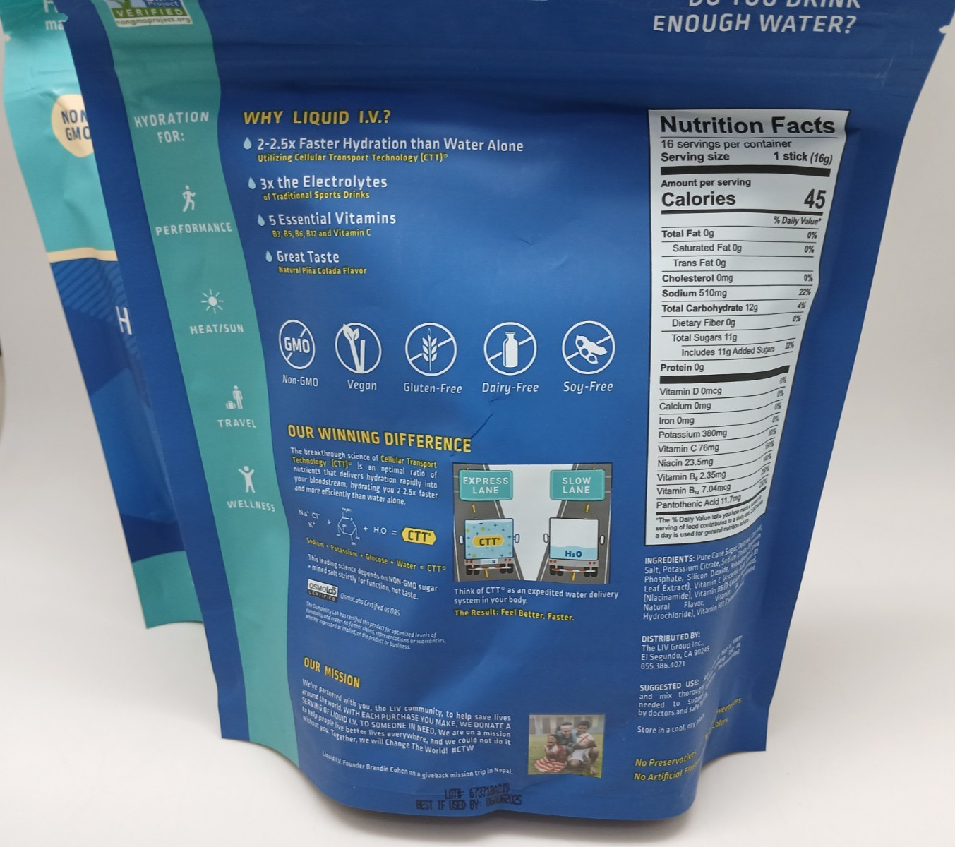 Liquid I.V. Hydration Multiplier Pina Colada 32 Pack | Electrolyte EXP 08/2025