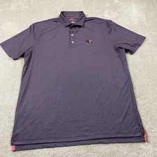 Johnnie O Polo Shirt Mens XL Blue Geometric AOP Eagle Golf Performance Stretch