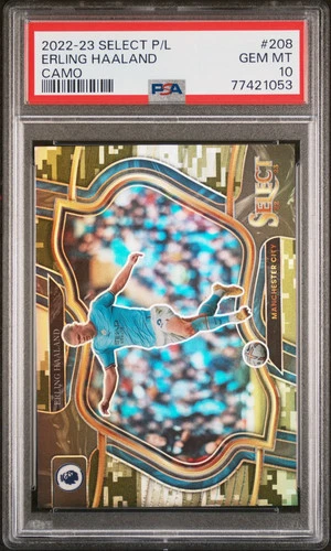 2022-23 Panini Select Premier League Erling Haaland #208 Camo PSA 10