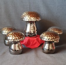 Wohnzimmer /Esszimmer Accessoires 5 stck Hammerschlag Deko Pilze Silber Optik