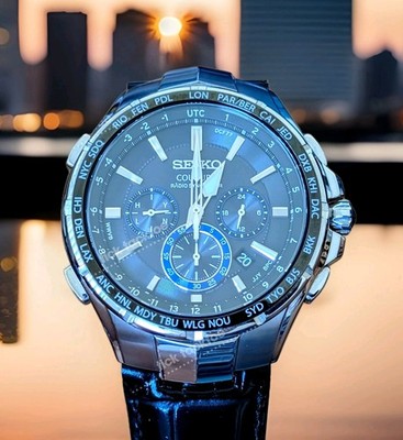 SEIKO COUTURA SSG009 電波ソーラー クロノグラフ 極美品 Seiko Coutura Men's Black Watch - SSG009 Solar Radio Sync Update