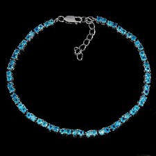 925 Sterling Silver Bracelet Round Apatite 2mm Natural Gemstone Jewelry 8inches
