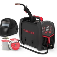 YESWELDER 160A MIG/Flux/TIG/Stick Welder with Helmet & Wire, 110V/220V