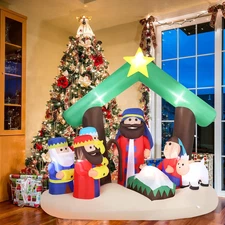 Lighted Inflatable Christmas Decoration 7FT (Nativity)