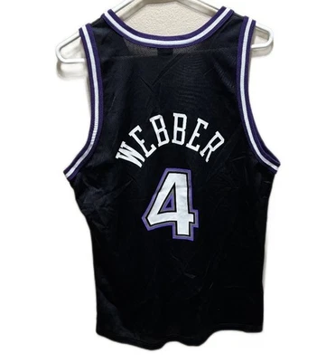 Vintage Champion Chris Webber #4 Sacramento Kings NBA Basketball Black Jersey 40 - Image 1 of 2