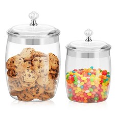 2 PCS Candy Cookie Jar Lids 128 oz 74 oz Plastic Clear Airtight Containers