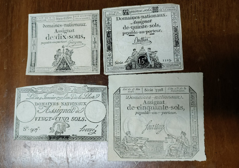 FRANCE  1792   10, 15, 25 & 50 Sols,  Xtra Fine/UNC.  Rare