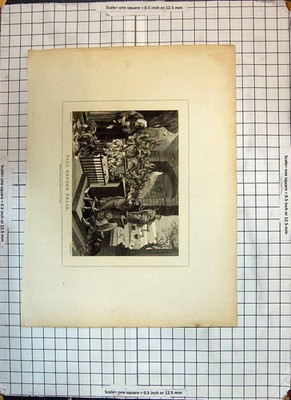 Original alte antike Druckszene Paul vor Felix 1808 religiöse Feier