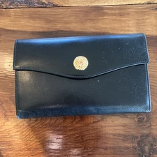 Vtg Amity Clutch Wallet Women Black Envelope ID Checkbook Cards KISS Lock