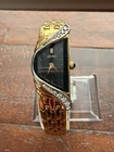 Neo Vtg 1996 Seiko Half Moon Womens Watch Black Dial Gold Diamond Bezel 6.7”