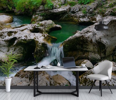 3D Stone River E1166 Wallpaper Mural Paper Wall Print Indoor Murals CA Honey