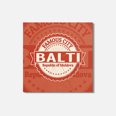 Balti City Moldova Grunge Travel 4'' X 4'' Square Wooden Coaster