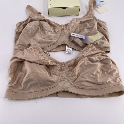 42DDD Trulife Coolmax Masectomy Bras Latte Beige Pockets WireFree Lace Style 210 - Picture 5 of 13