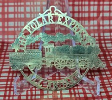Vintage The Polar Express Ornament Train Gold Tone All Aboard Christmas