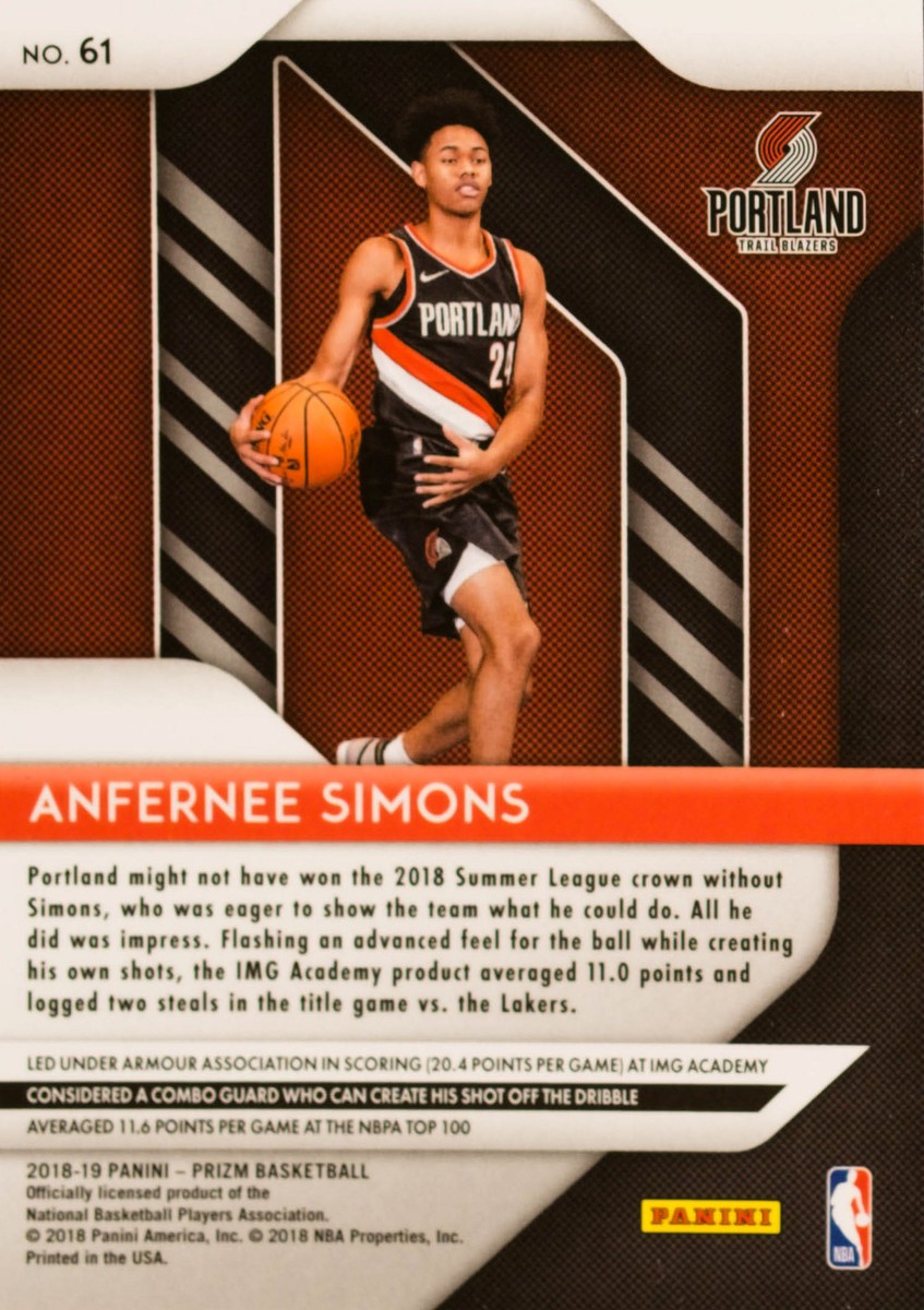 Panini NBA PRIZM 2018-19 ANFERNEE Simons RC 3枚セット