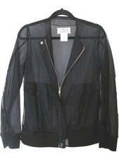 Mm4 Maison Margiela Women's Navy Chiffon &mesh Sheer Jacket Small Uk8-10 Eu36-38