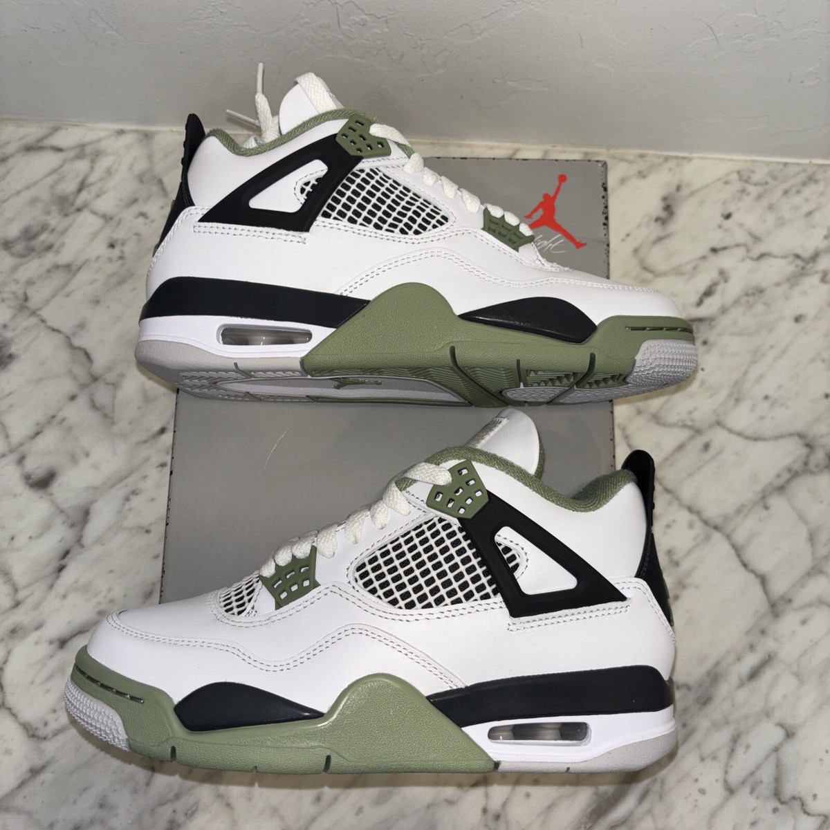 Air Jordan 4 Retro 6 US ホワイト/グリーン Air Jordan 4 Retro Mid Seafoam Size 6 Womens White Dark Ash