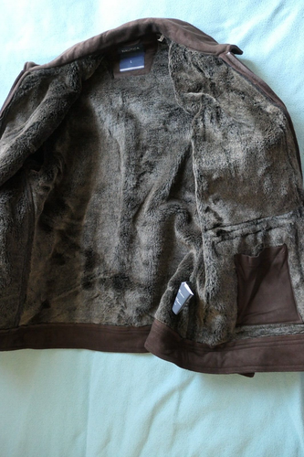 Nautica Mens Large Faux Suede Jacket faux fur coat size L US - Picture 2 of 7
