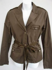 Lanvin Olive Cotton Jacket/Coat w/Tie Belt Size F 42/US 10