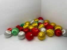 31 Vtg Satin Silk Thread Christmas Ball Ornaments White, Gold, Red, Green