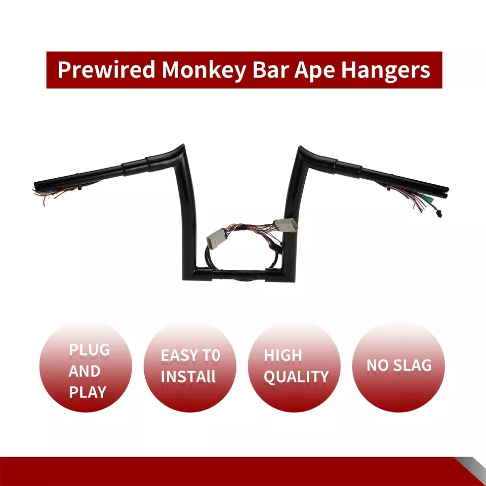 Manillar precableado Meathook de 14"" para Harley Touring Road Glide 2008-2013 FLTR Foto 3 de 4