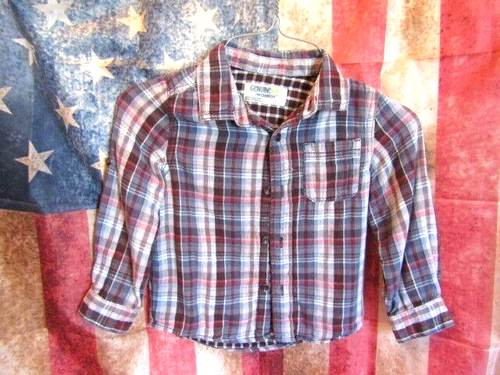 Genuine Kids OshKosh Size 4T Boys Long Sleeve Button Down Plaid Shirt