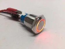 Pactrade Marine Boat Red LED 12V Flush Light Auto On-Off Push Switch Ring Button