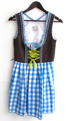 Ladies' traditional dirndl sleeveless brown, skirt checked size 38 by Stockerpoint